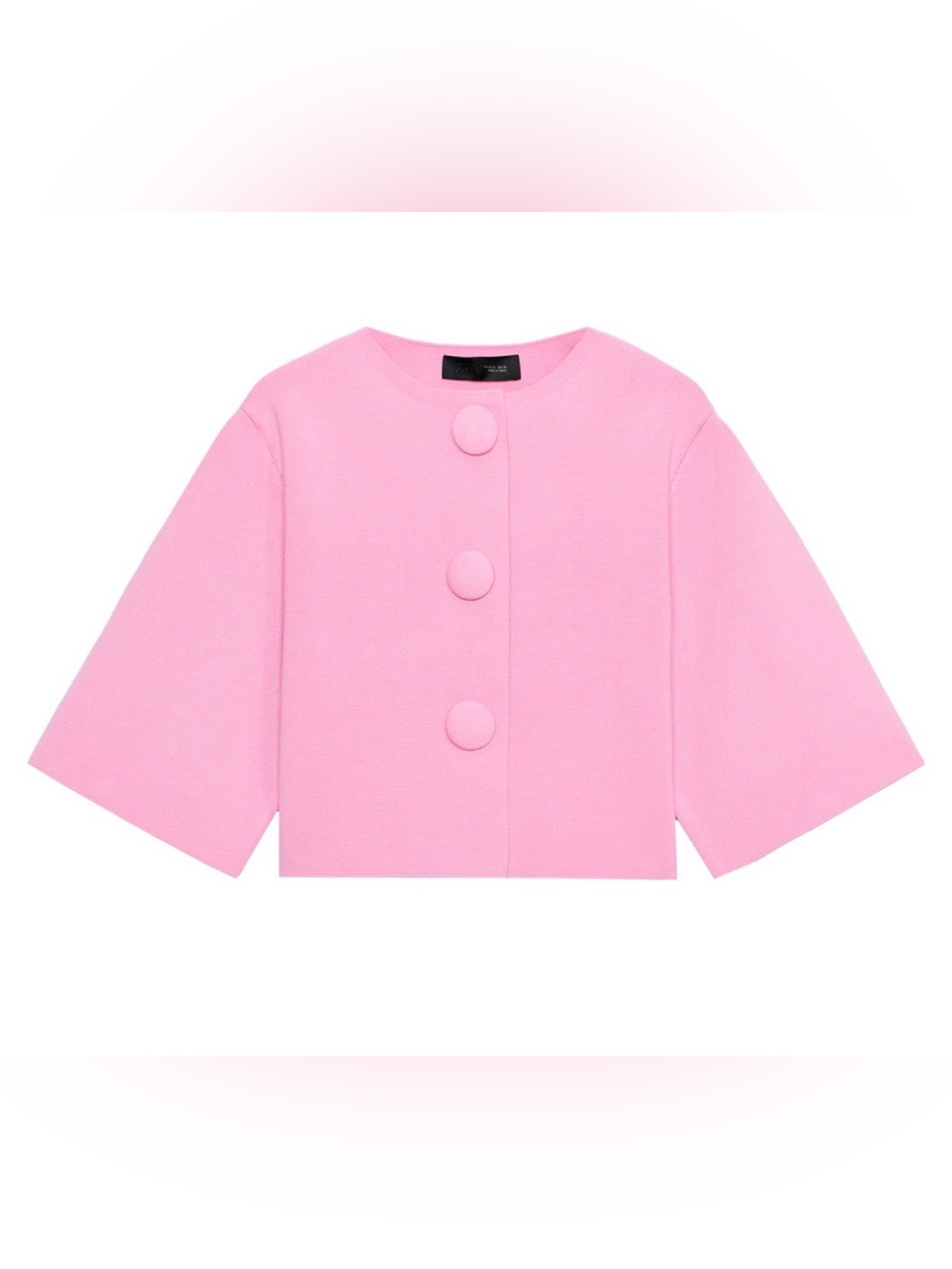 Zara Pink Cropped Structured Button-Front Top